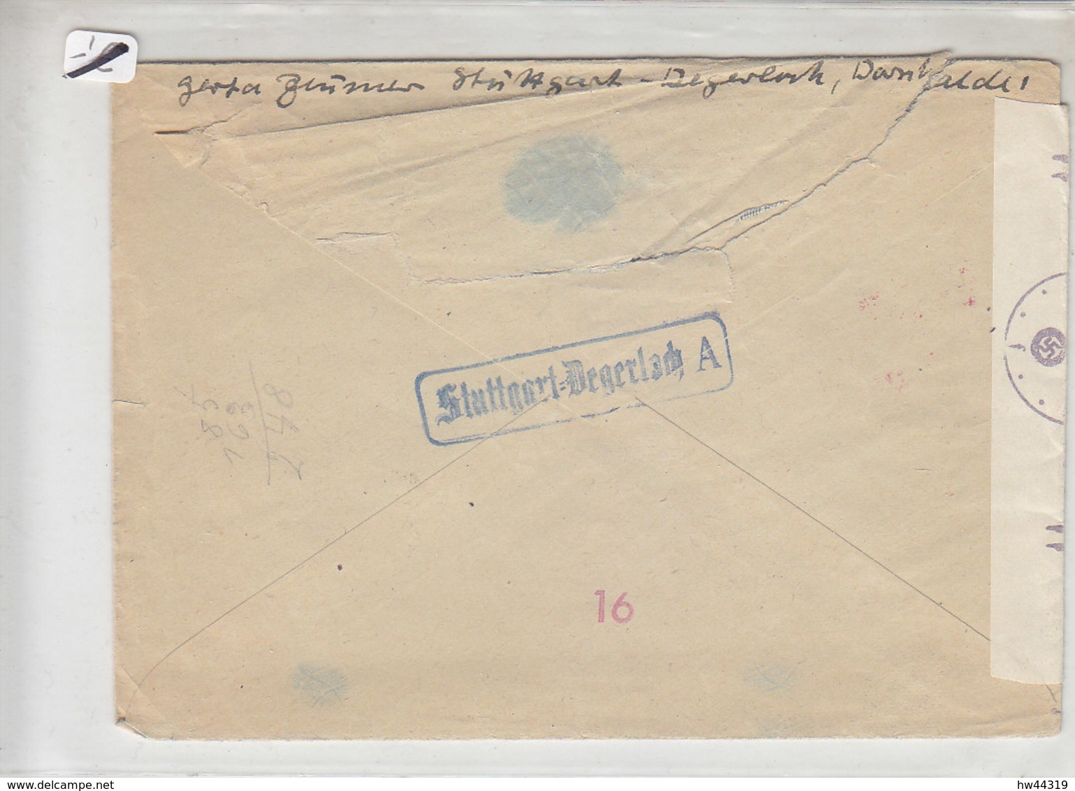 Zensurbrief Aus STUTTGART-DEGERLOCH 3.10.42 Nach Kopenhagen / Textteil Unleserlich Gemacht - LANDPOST?? - Briefe U. Dokumente