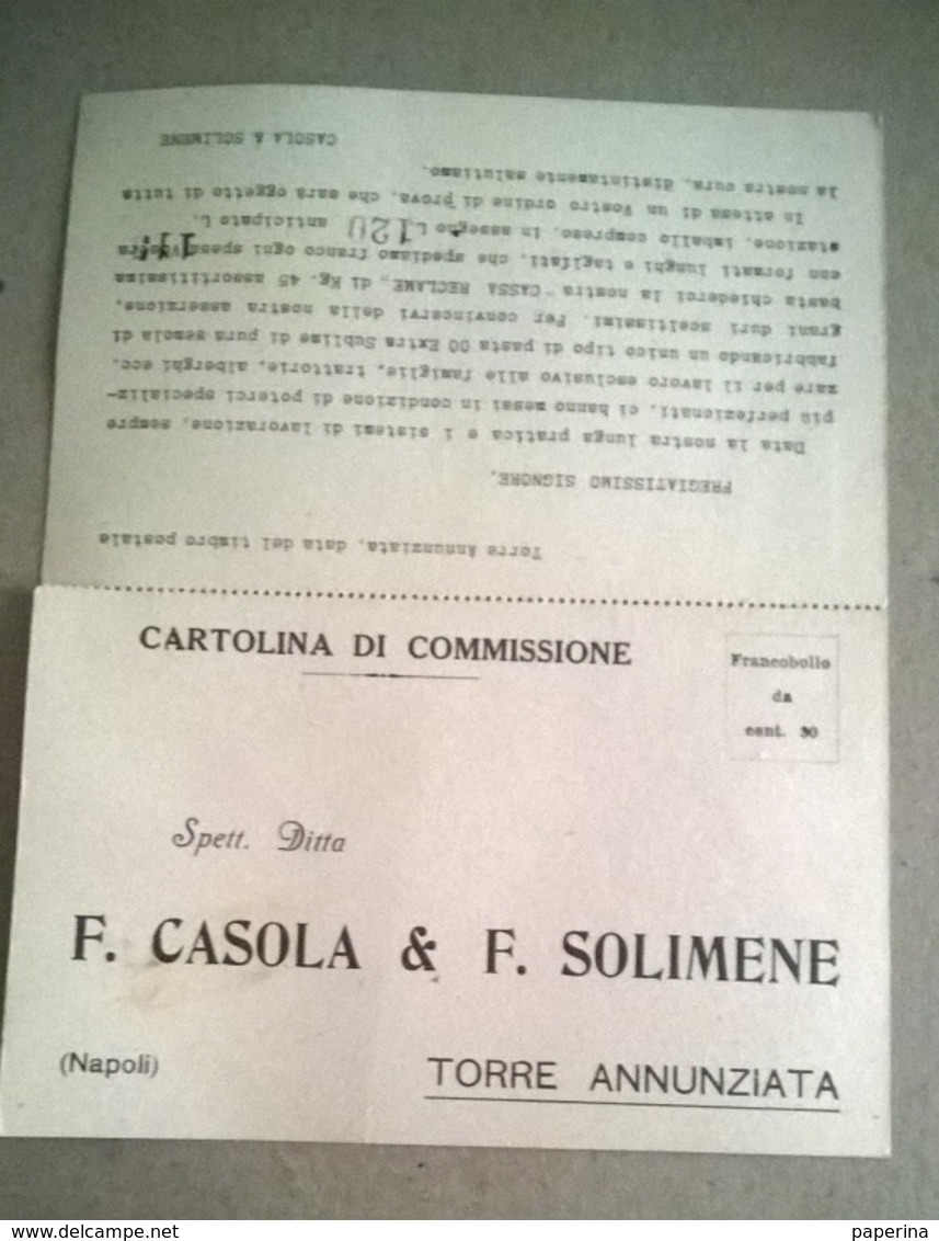 INDUSTRIA PASE ALIMENTARI F. CASOLA & SOLIMENE TORRE ANNUNZIATA (156) - Pubblicitari