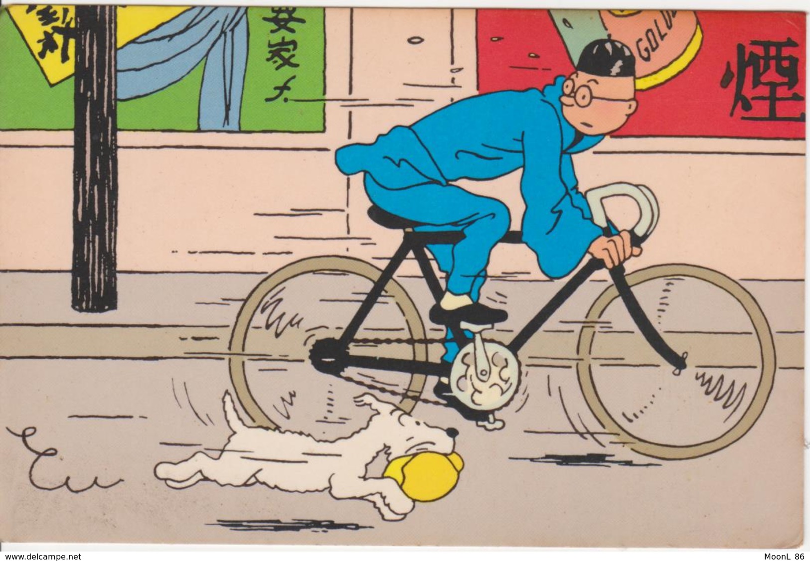 ILLUSTRATEUR HERGE AVEC TINTIN ET MILOU  VELO CHINOIS - Hergé