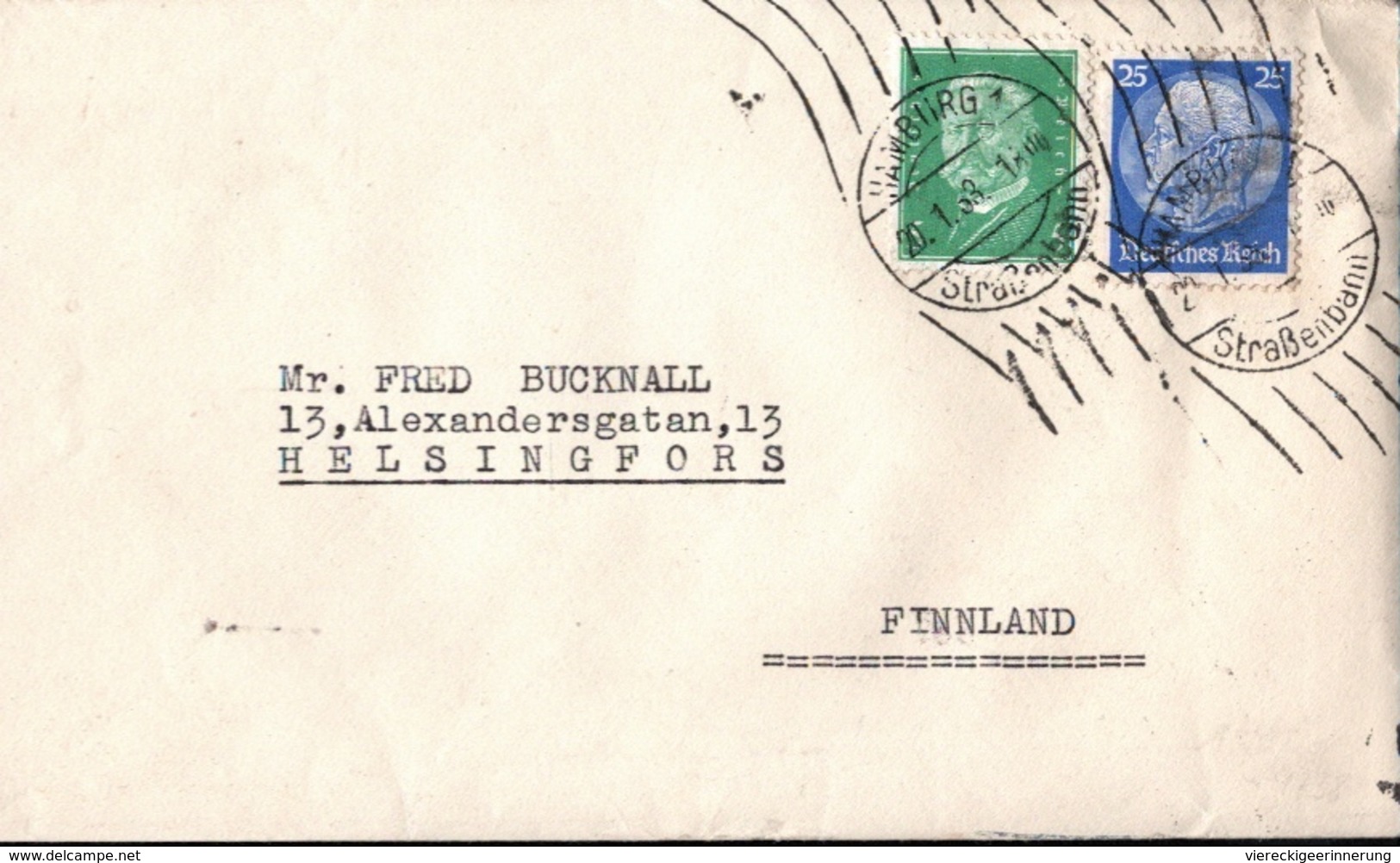 ! 1933 Auslandsbrief Nach Finnland, Seltener Stempel Hamburg Straßenbahn - Briefe U. Dokumente