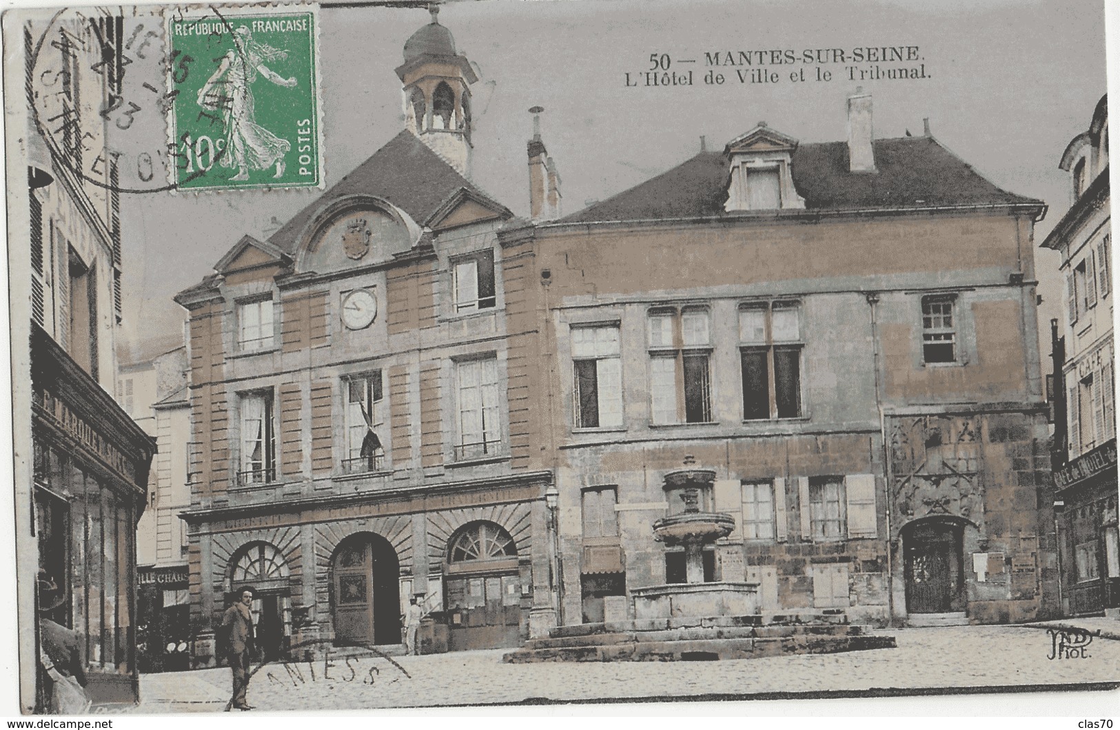 MANTES-SUR-SEINE - L'HOTEL DE VILLE ET LE TRIBUNAL - ANIMEE - 1923 - Mantes La Ville