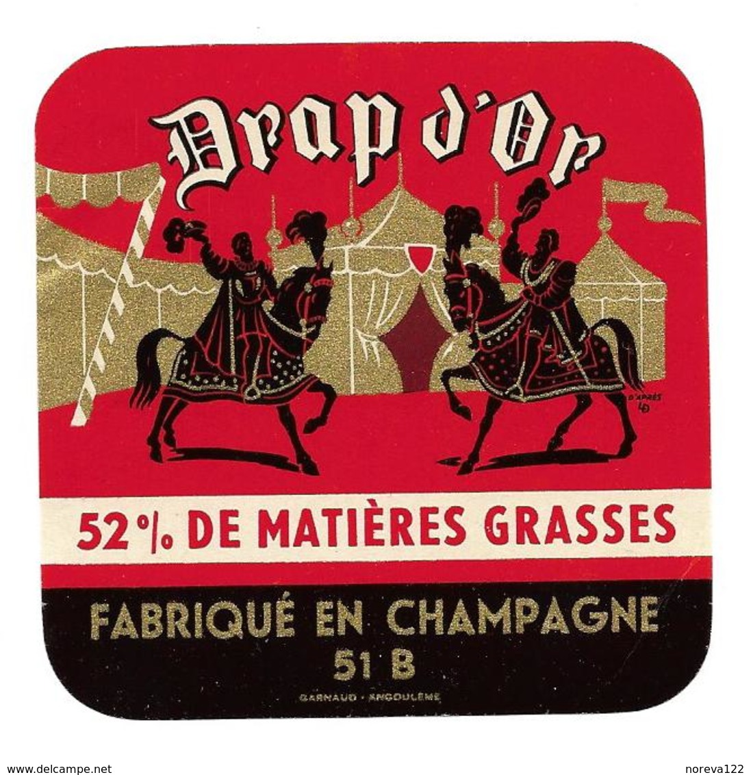 ETIQU.Carré DRAP D'OR 51 B - Fromage