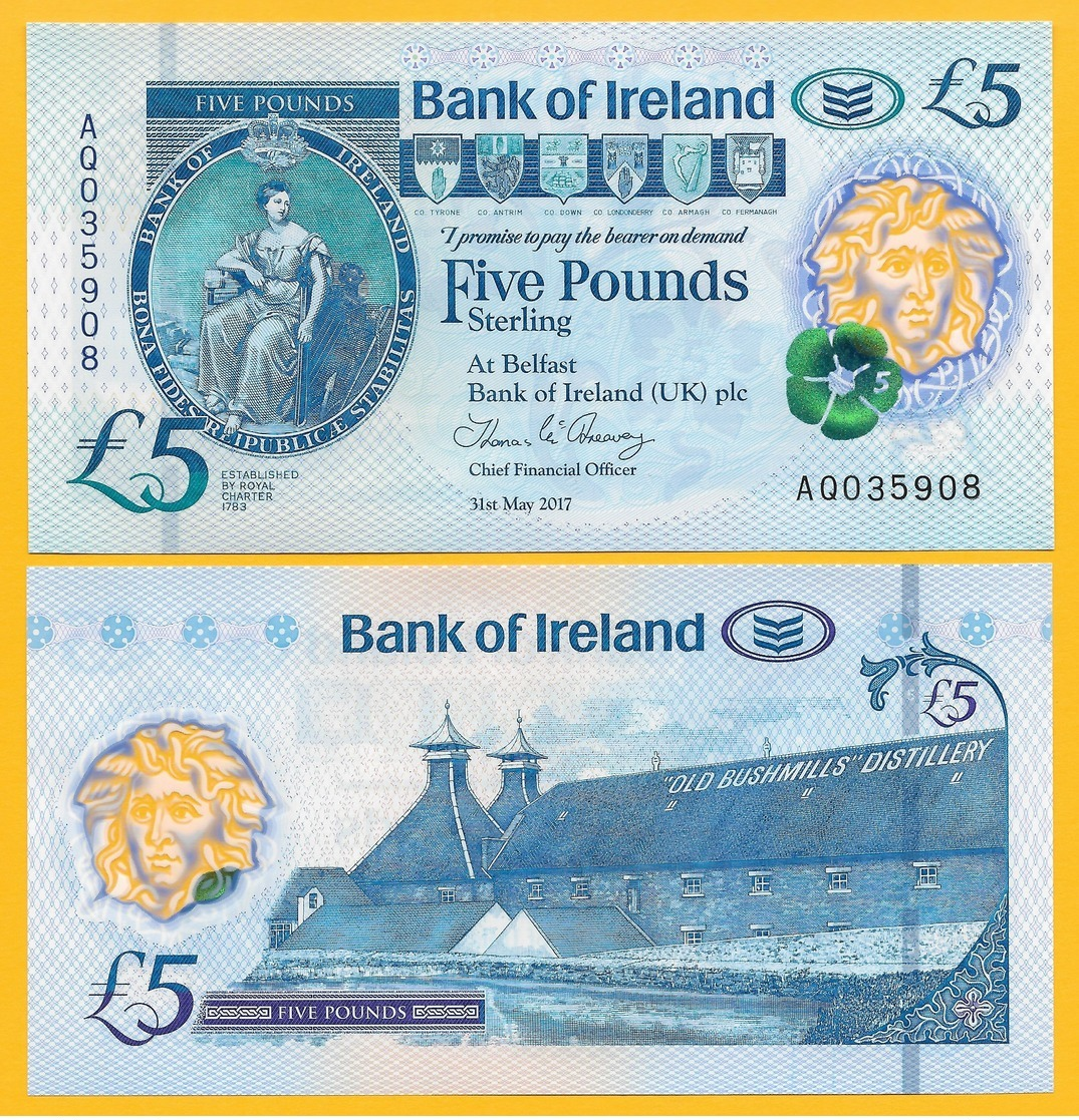 Northern Ireland 5 Pounds P-new 2017(2019) Bank Of Ireland UNC Banknote - Andere & Zonder Classificatie