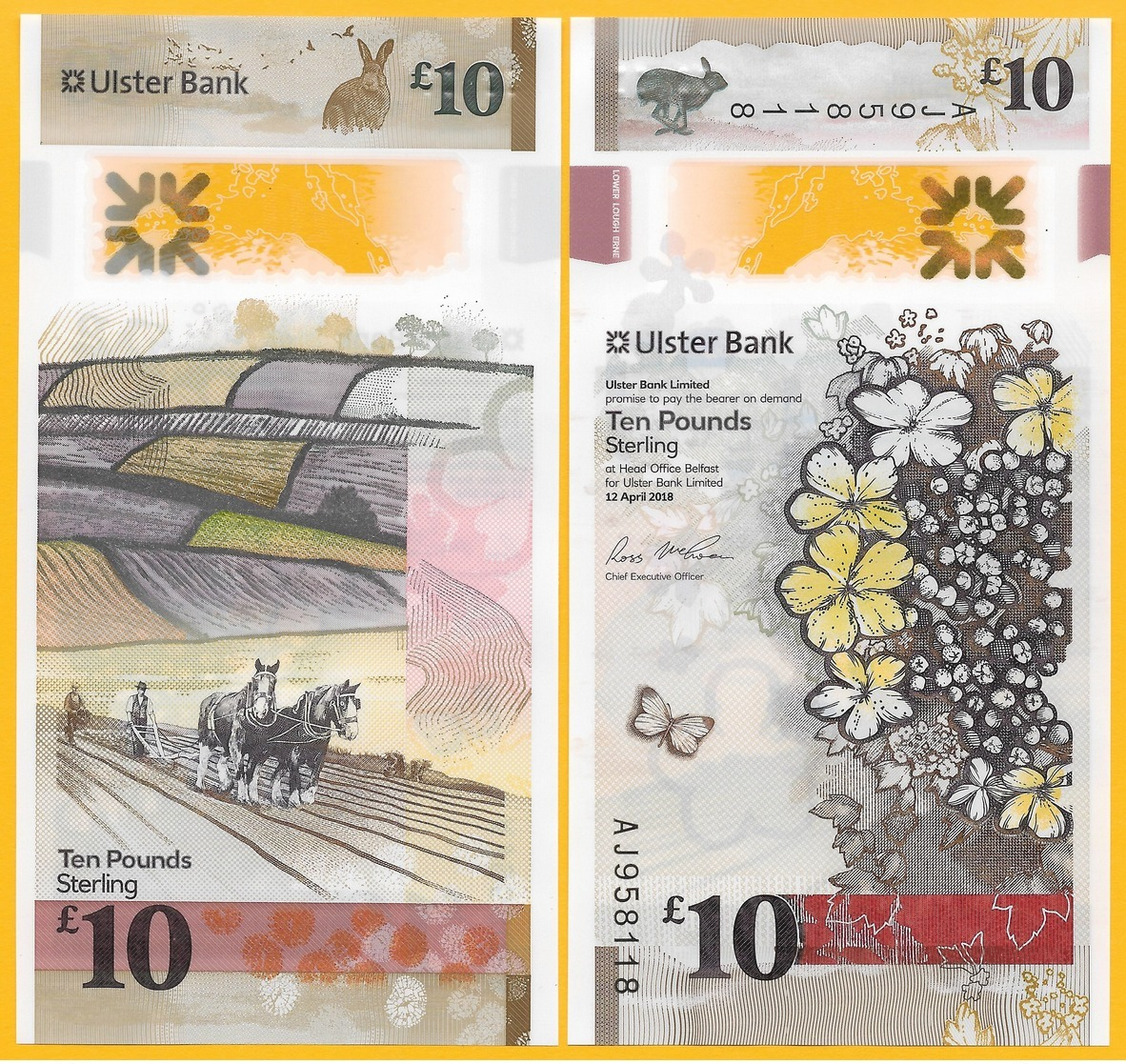 Northern Ireland 10 Pounds P-new 2018(2019) Ulster Bank UNC Banknote - Andere & Zonder Classificatie