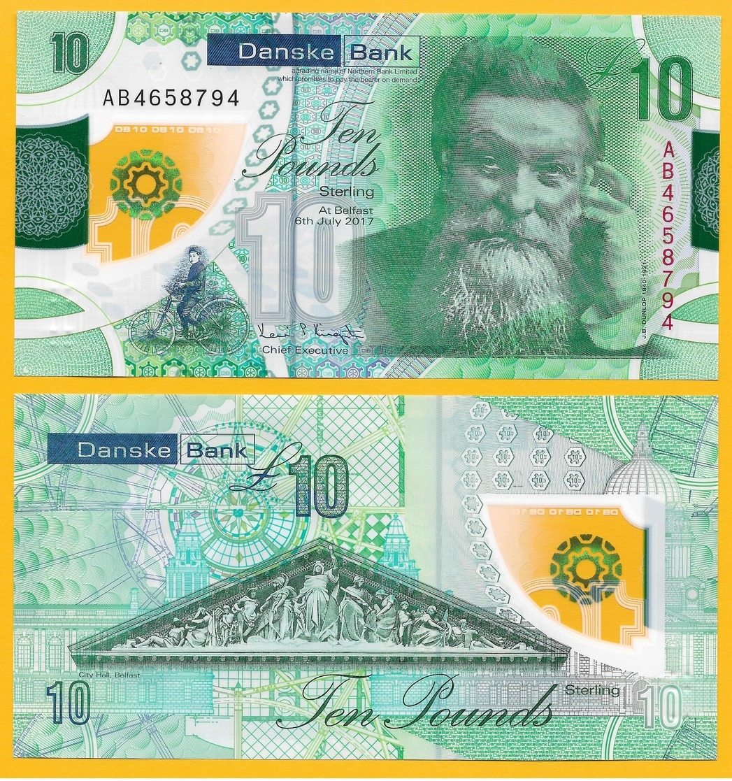 Northern Ireland 10 Pounds P-new 2017(2019) Danske Bank UNC Banknote - Altri & Non Classificati