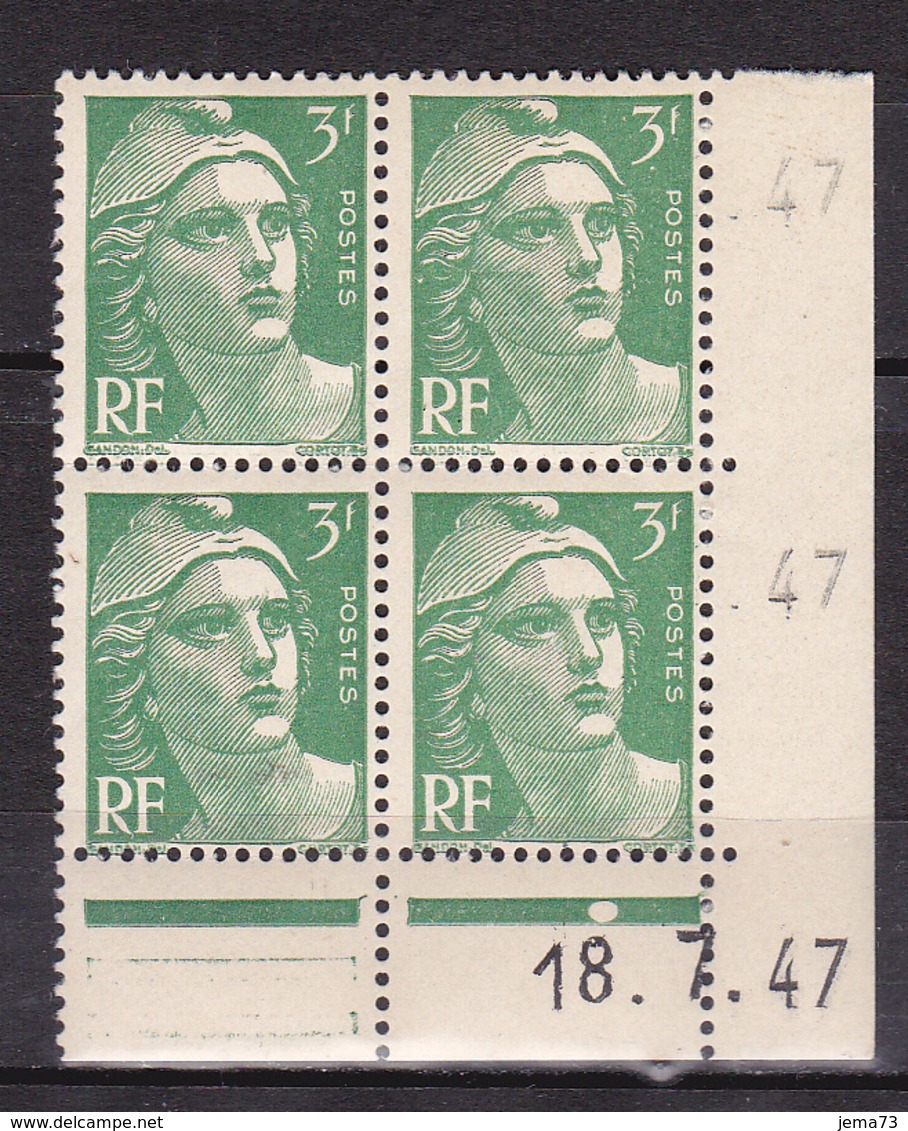 N° 716A Marianne De Gandon: Un Bloc De 4 Ttimbres Neuf Impeccable Sans Charnière Coins Datés 18.7.47 - 1940-1949