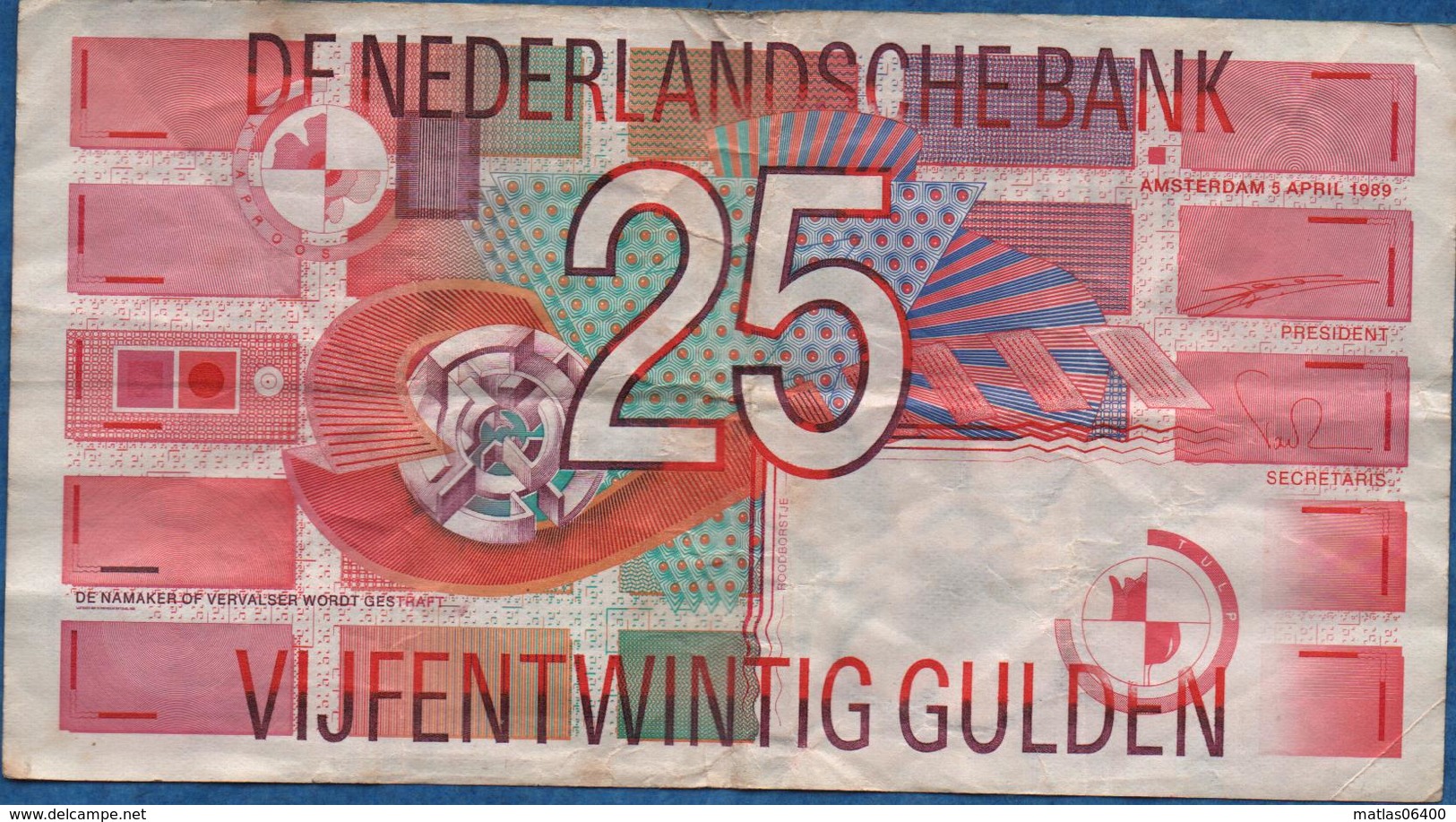 PAYS BAS - - 25 Gulden  De 1989   -   Cat World - 100    Circulé      Voir Scans - 25 Gulden