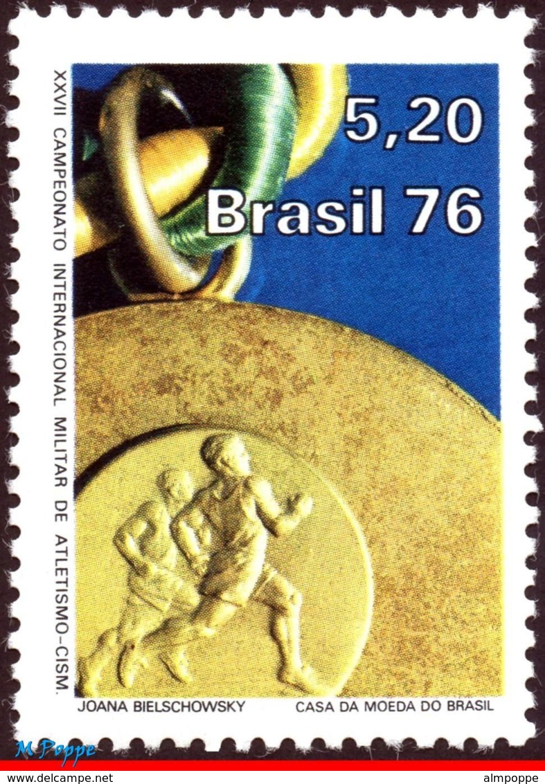 Ref. BR-1472 BRAZIL 1976 SPORTS, INTL MILITARY ATHLETIC, CHAMPIONSHIPS, MEDAL, MI# 1557, MNH 1V Sc# 1472 - Neufs