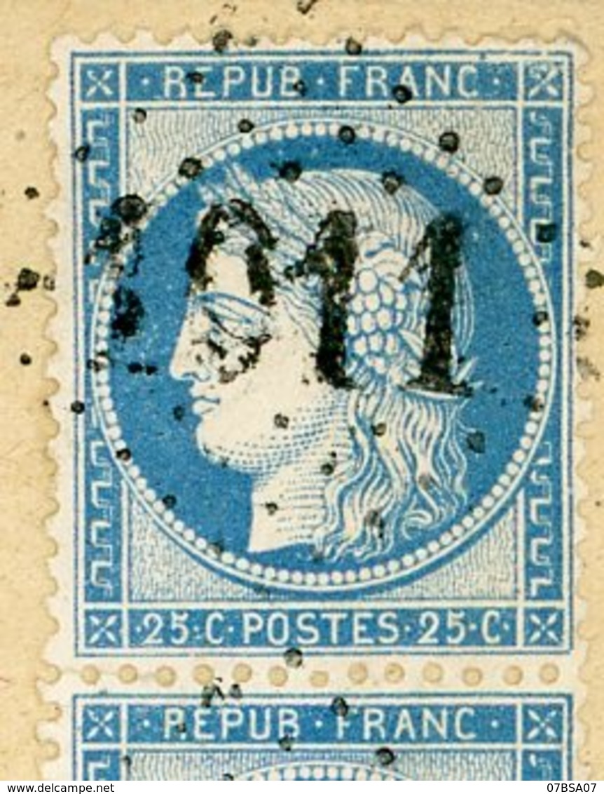 RARE LETTRE RECOMMANDEE DE BOITE RURALE ARGENT MIS AVEC LA LETTRE A LA BOITE LOIRET ENV 1876 CHEVILLY T17 GC SUR N°60 PA - 1849-1876: Période Classique