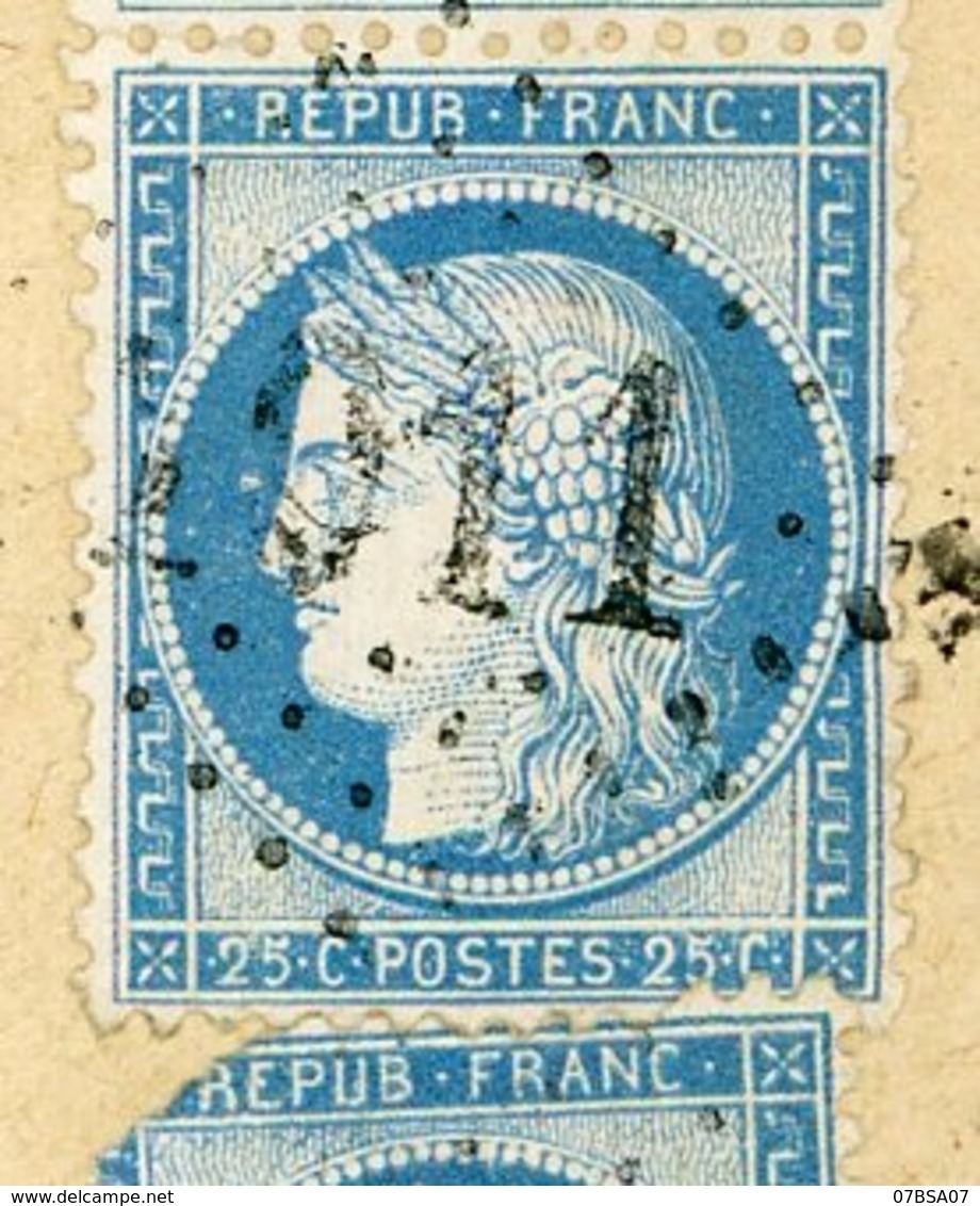 RARE LETTRE RECOMMANDEE DE BOITE RURALE ARGENT MIS AVEC LA LETTRE A LA BOITE LOIRET ENV 1876 CHEVILLY T17 GC SUR N°60 PA - 1849-1876: Période Classique