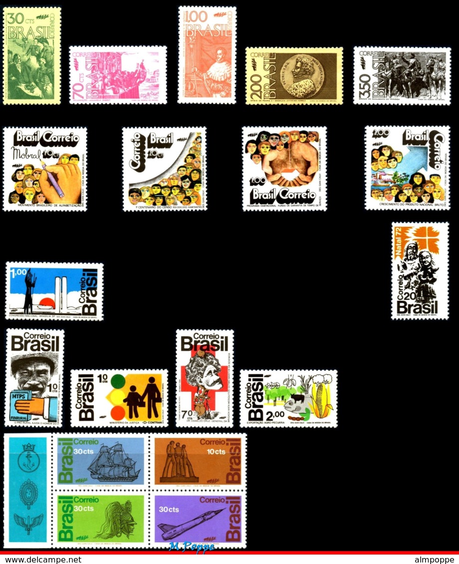 Ref. BR-Y1972-S BRAZIL 1972 ., ALL COMMEMORATIVE STAMPS, OF THE YEAR, ALL MNH 48V Sc# 1210~1275A - Ungebraucht