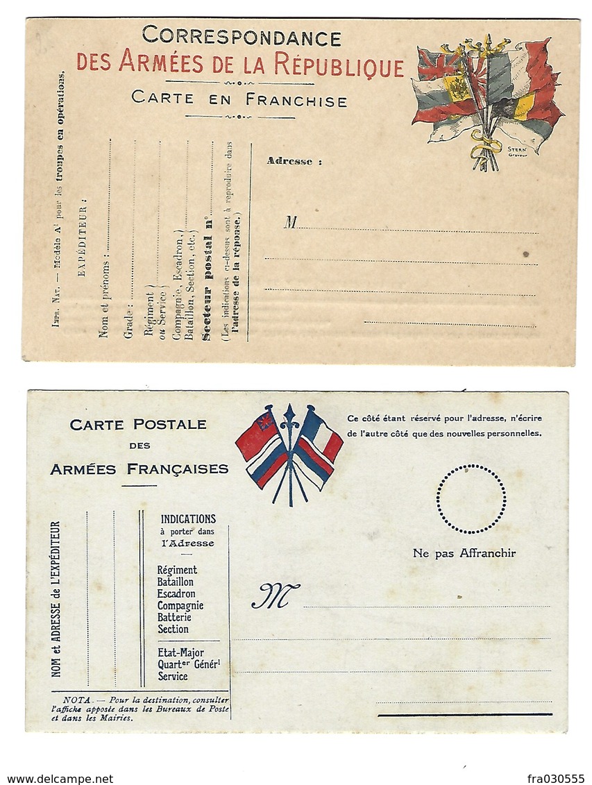 MILITARIA - Correspondance Des Armées - Lot De 2 CPA - Vierges - Patriotiques