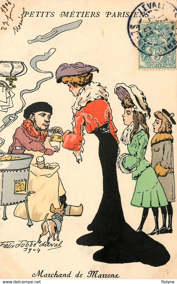 Paris - Petits Métiers Parisiens - 1906 - Illustrateur Félix Jobbe Duval - " Marchand De Marrons " - Petits Métiers à Paris