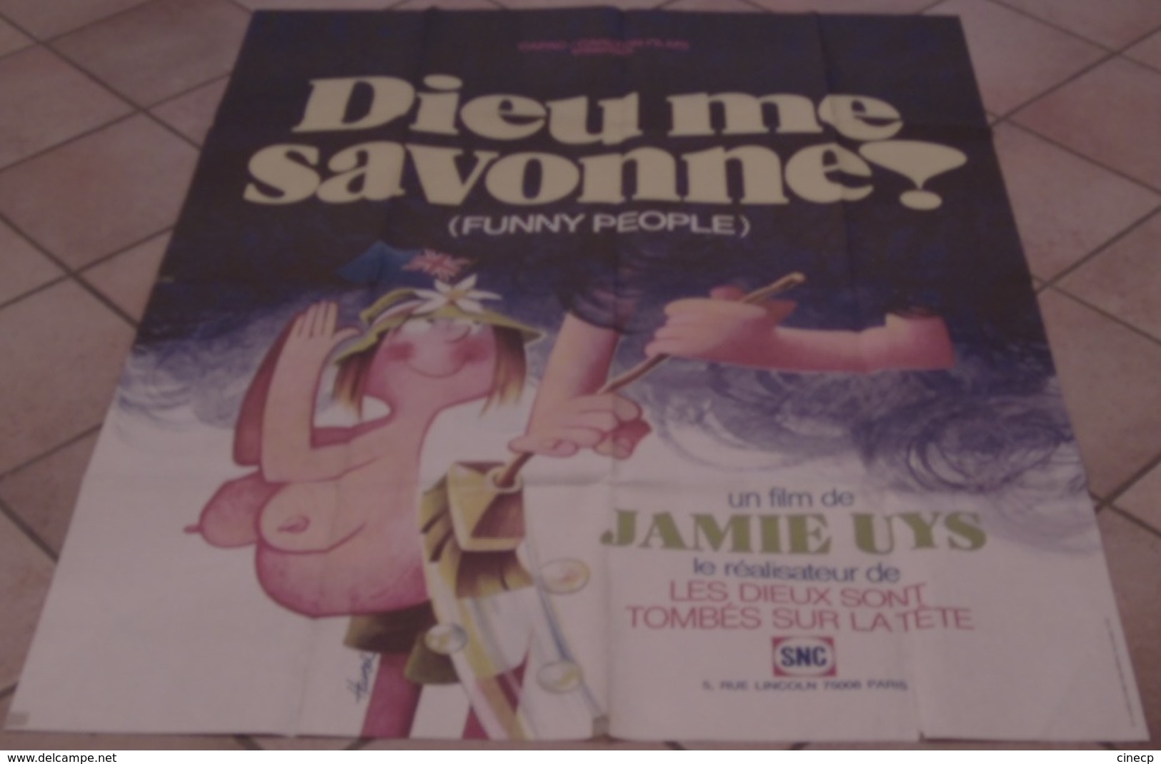 AFFICHE CINEMA ORIGINALE FILM DIEU ME SAVONNE ! ( FUNNY PEOPLE ) - Jamie UYS TB DESSIN HUREL 1983 - Affiches & Posters