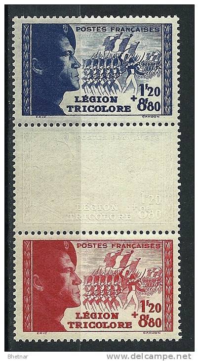 FR YT 566a " Pour La Légion Tricolore, Paire Intervalle En Relief " 1942 Neuf** - Unused Stamps