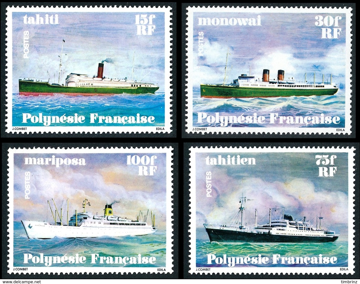 POLYNESIE 1978 - Yv. 124 125 126 127 ** TB  Cote= 18,00 EUR - Navires En Polynésie (4 Val.)  ..Réf.POL23859 - Neufs