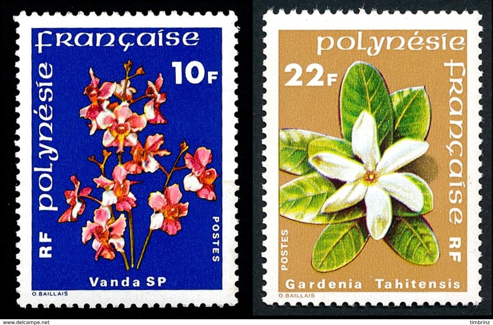 POLYNESIE 1979 - Yv. 128 Et 129 ** TB  Cote= 4,00 EUR - Fleurs Vanda Et Gardenia (2 Val.)  ..Réf.POL23861 - Ungebraucht