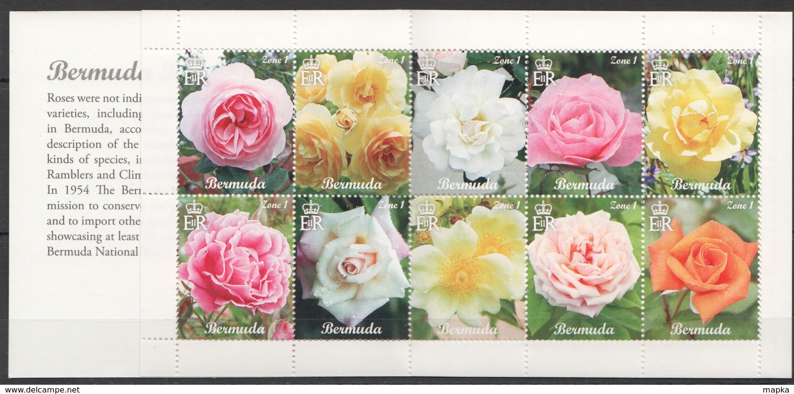 UU706 BERMUDA FLORA FLOWERS ROSES #1082-91 MICHEL 12 EURO BOOKLET MNH - Roses