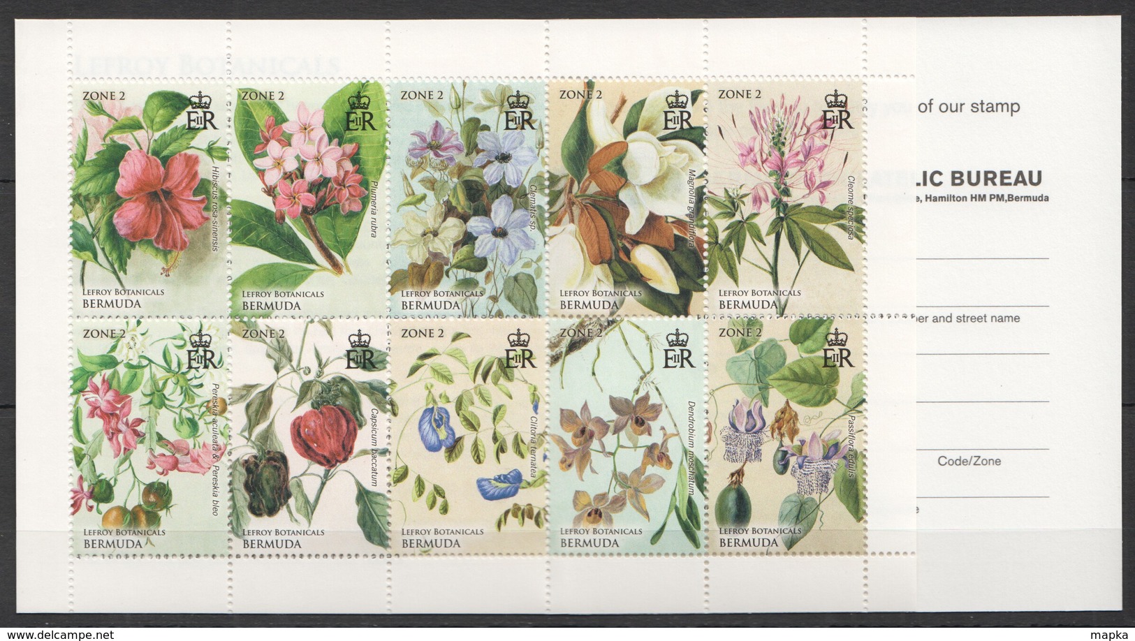 UU707 BERMUDA FLORA FLOWERS LEFROY BOTANICALS #1092-01 MICHEL 14 EURO BOOKLET MNH - Other & Unclassified