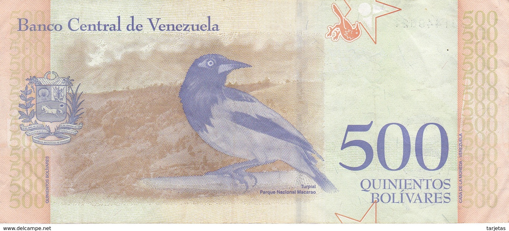 BILLETE DE VENEZUELA DE 500 BOLIVARES DEL 18 DE MAYO DEL AÑO 2018  (BANKNOTE) PAJARO-BIRD - Venezuela