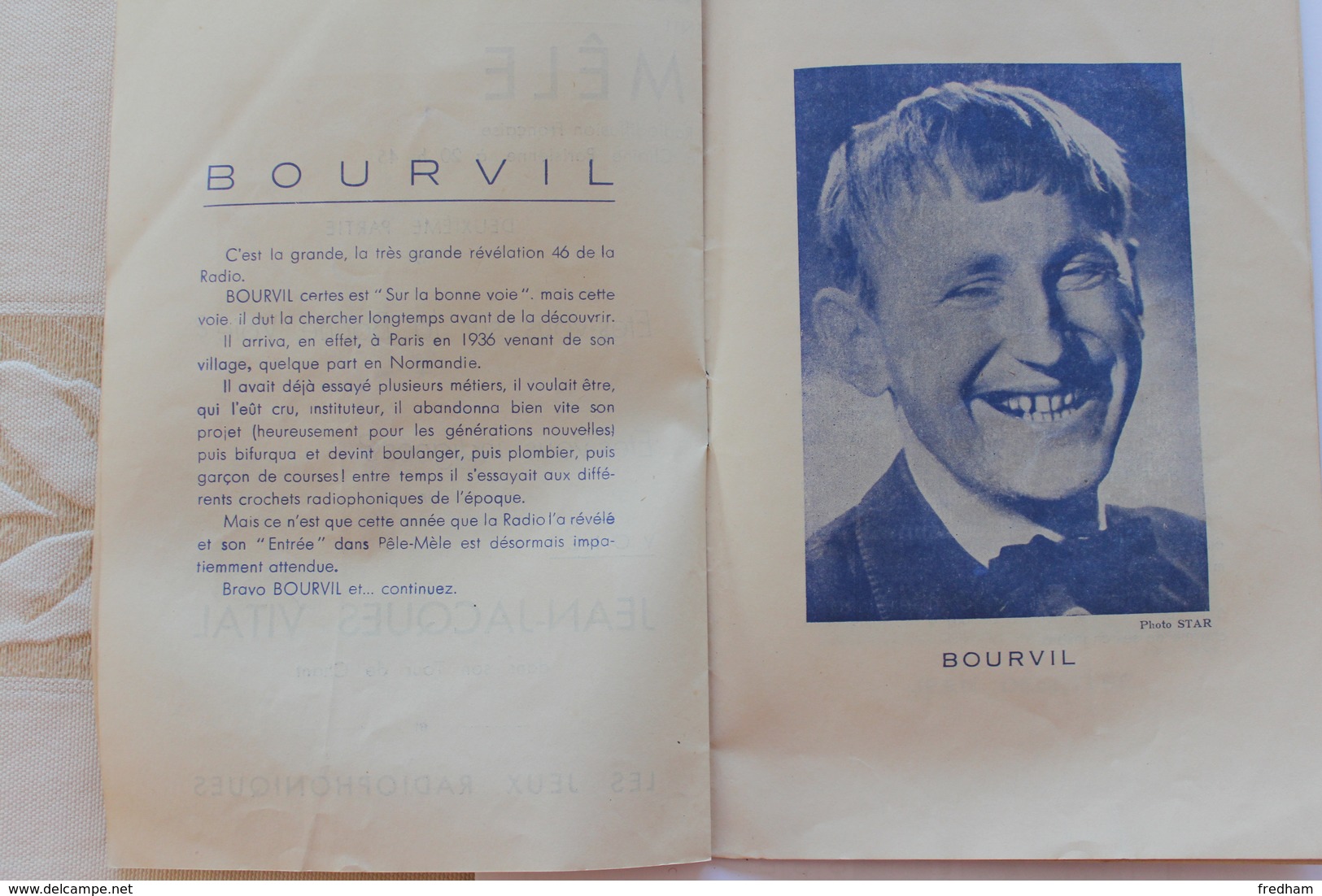 LES DEBUTS DE BOURVIL EN 1946( EMISSION DE RADIODIFFUSION CULTE PÊLE-MÊLE) - Programmes