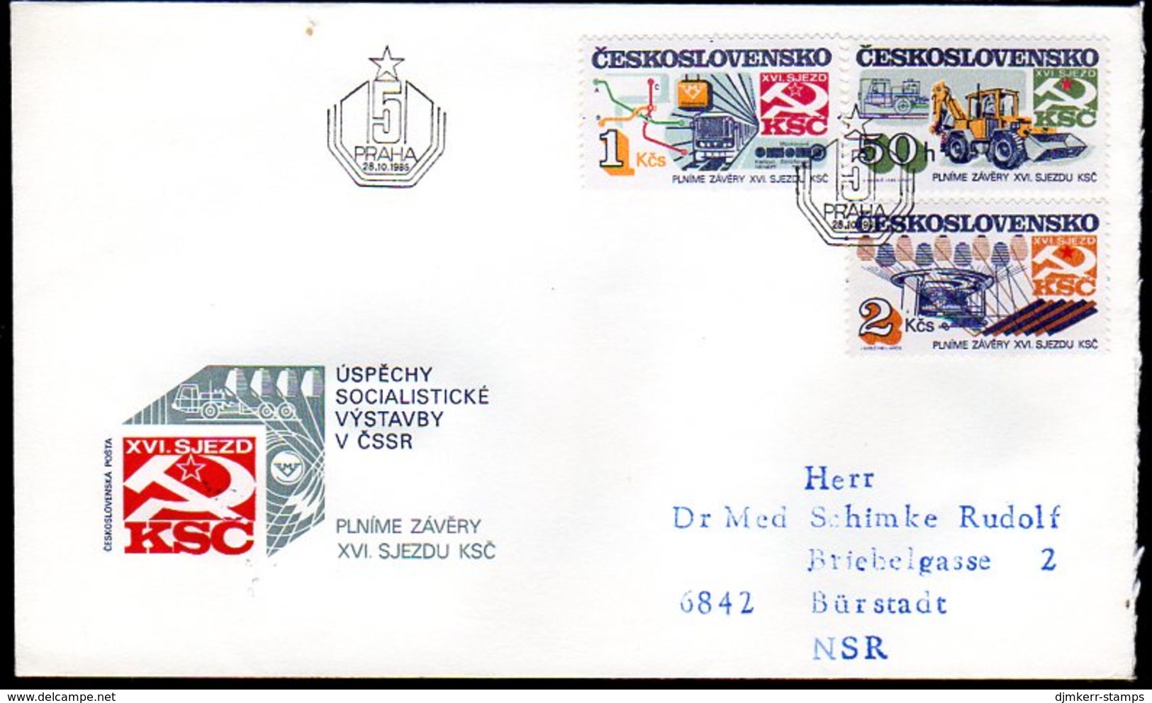 CZECHOSLOVAKIA 1985 Socialist Construction  FDC.  Michel 2831-33 - FDC