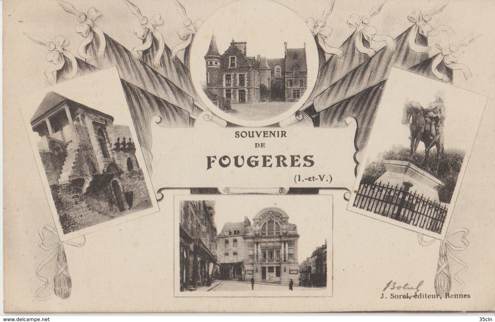 FOUGERES - Souvenir De Fougères, 4 Vues - Signée Botrel. - Fougeres