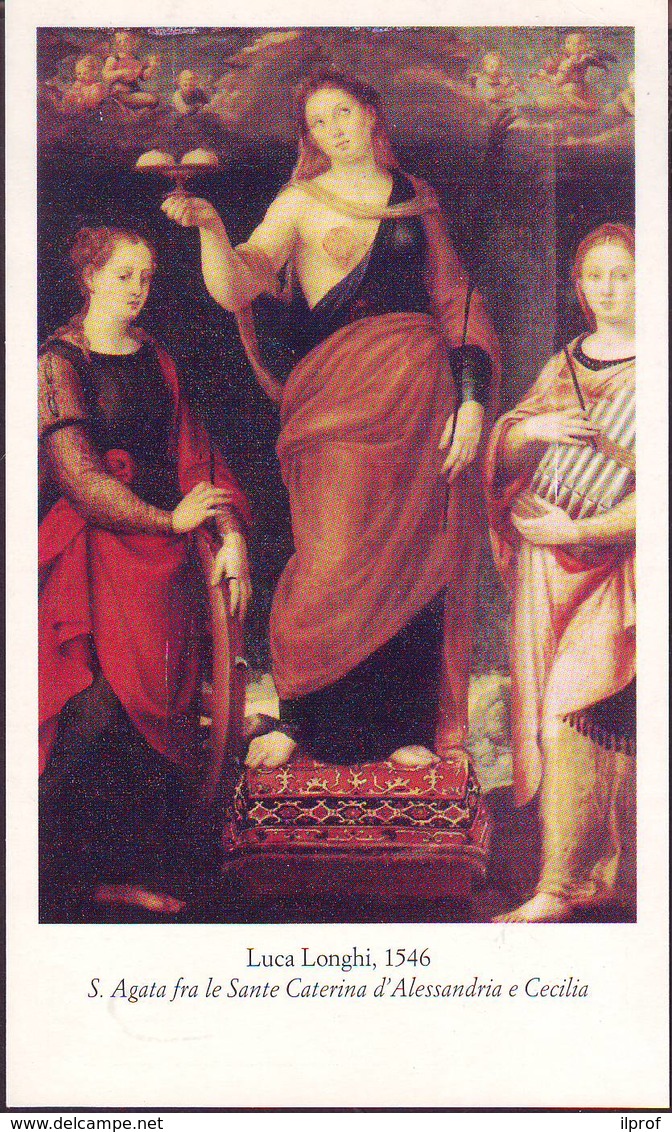 S.Agata Fra S. Caterina D'Alessandria E S.Cecilia, Santino Con Preghiera - Religion & Esotérisme
