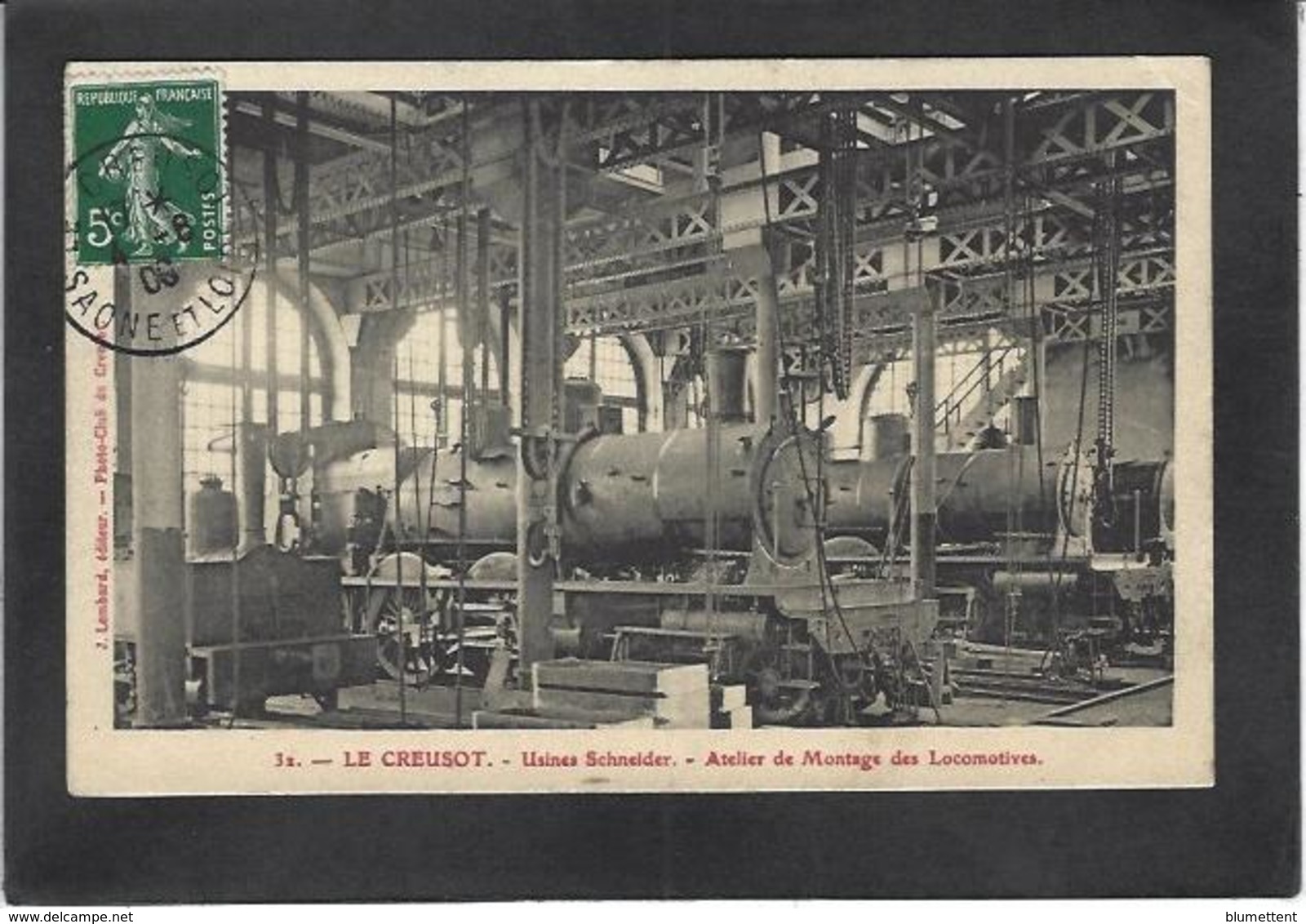 CPA Saône Et Loire 71 Le Creusot Métier Usine Circulé Montage De Locomotives - Le Creusot