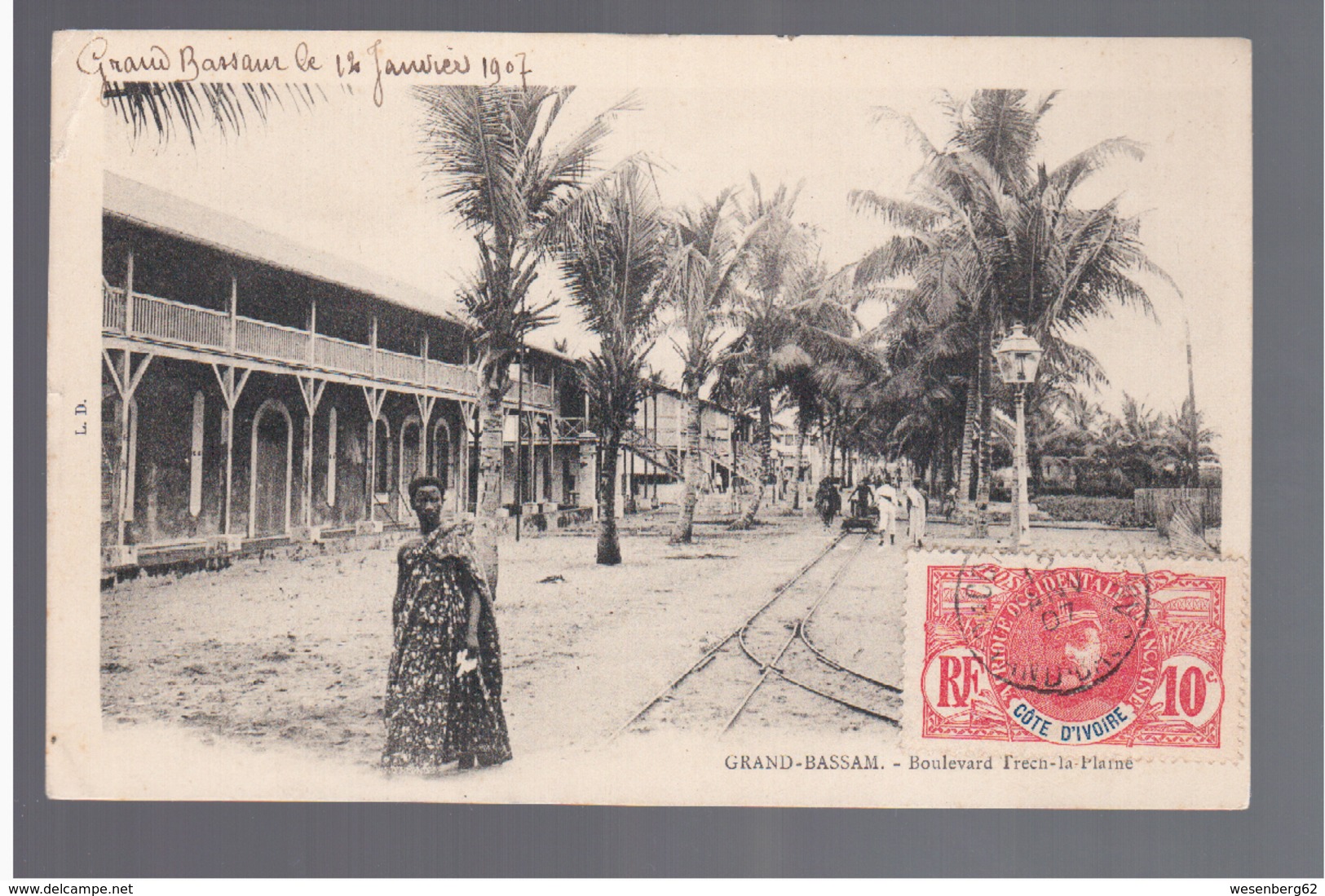 Cote D'Ivoire Grand Bassam - Boulevard Trech La Plaine 1907 OLD POSTCARD - Côte-d'Ivoire