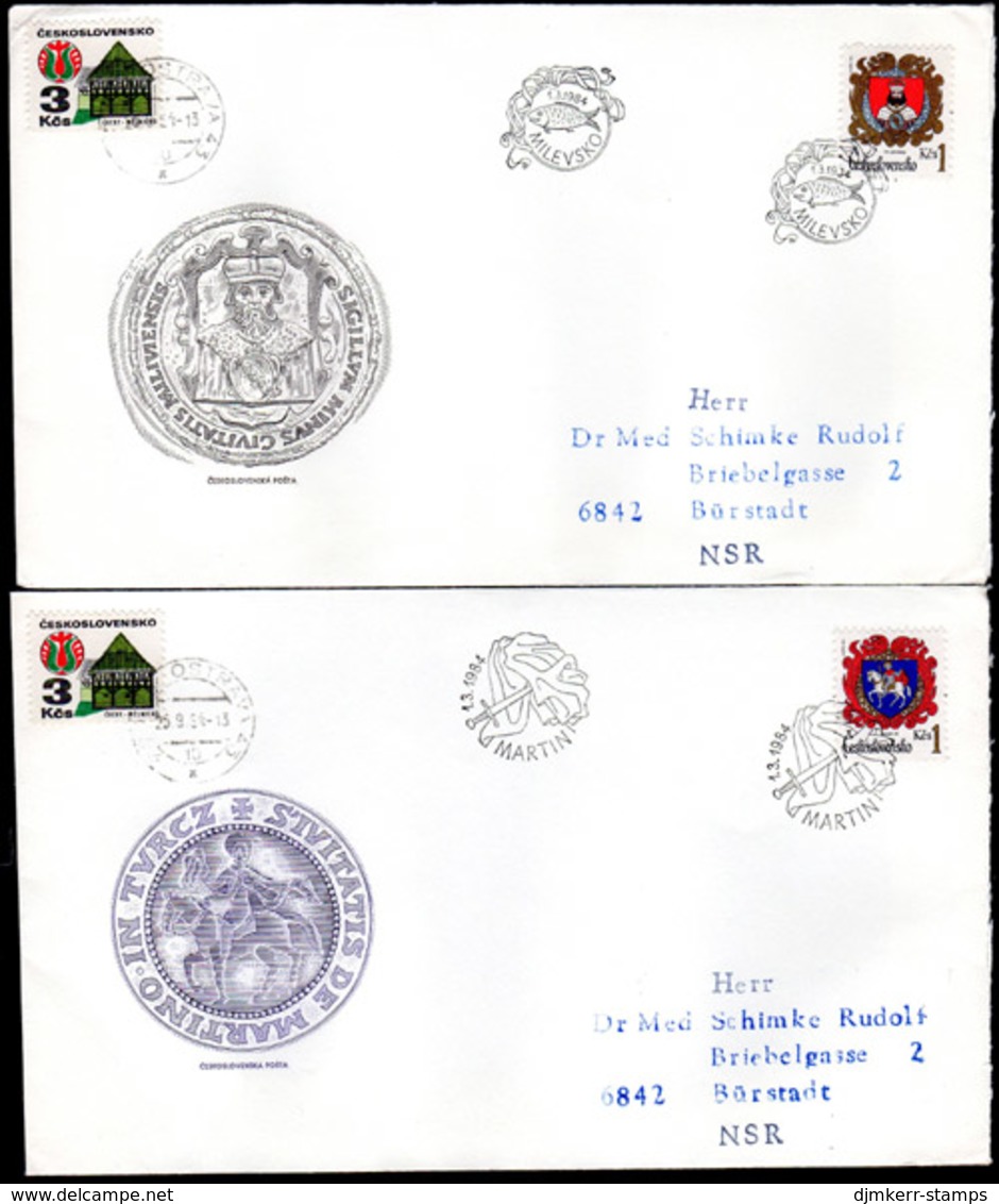 CZECHOSLOVAKIA 1984 Town Arms FDC.  Michel 2754-57 - FDC