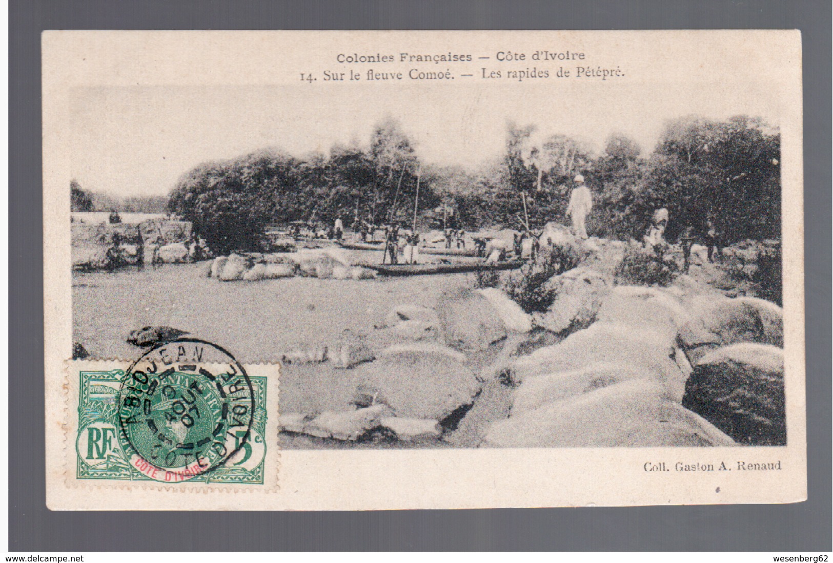 Cote D'Ivoire Sur Le Fleuve Comoe Les Rapides De Petepre 1907 OLD POSTCARD - Côte-d'Ivoire