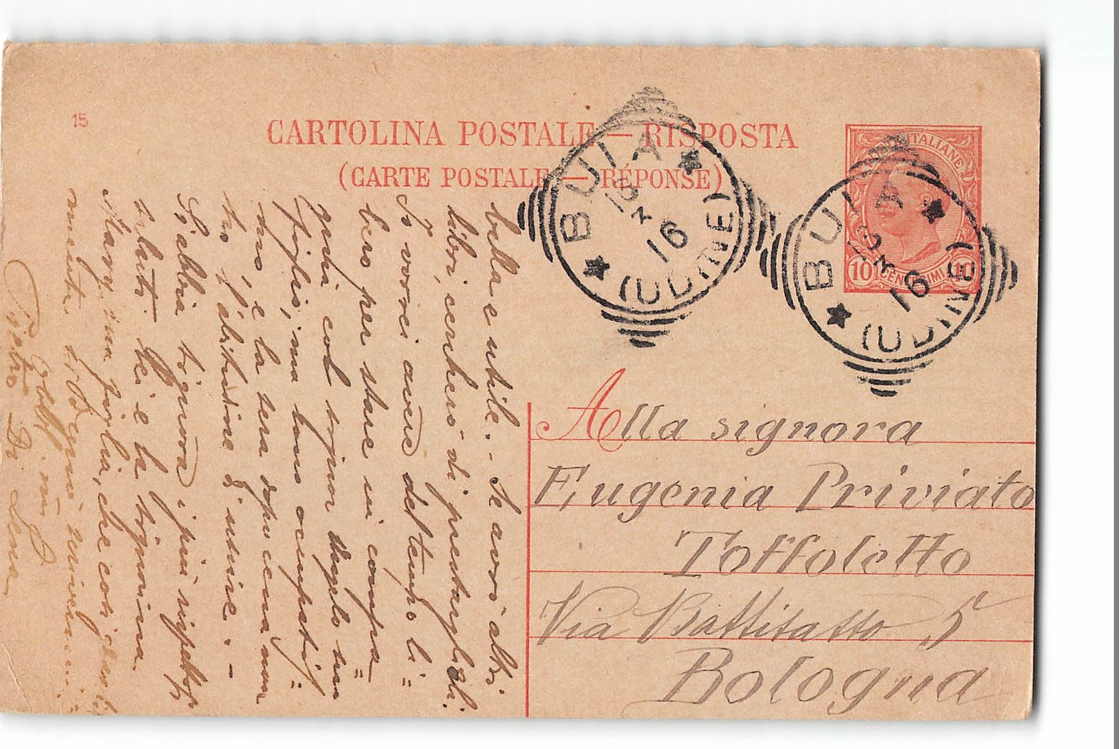 17391 BUIA X BOLOGNA - Entiers Postaux