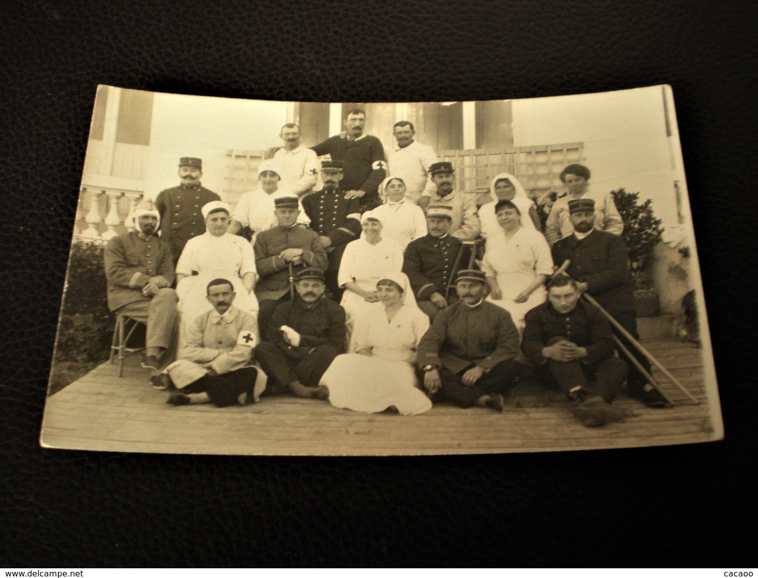 MILITARIA -Guerre 14-18 -CPA Photo-TROUVILLE - Hôpital Militaire .Militaires Soldats Blessés -Infirmiers -Infirmières . - Guerre 1914-18