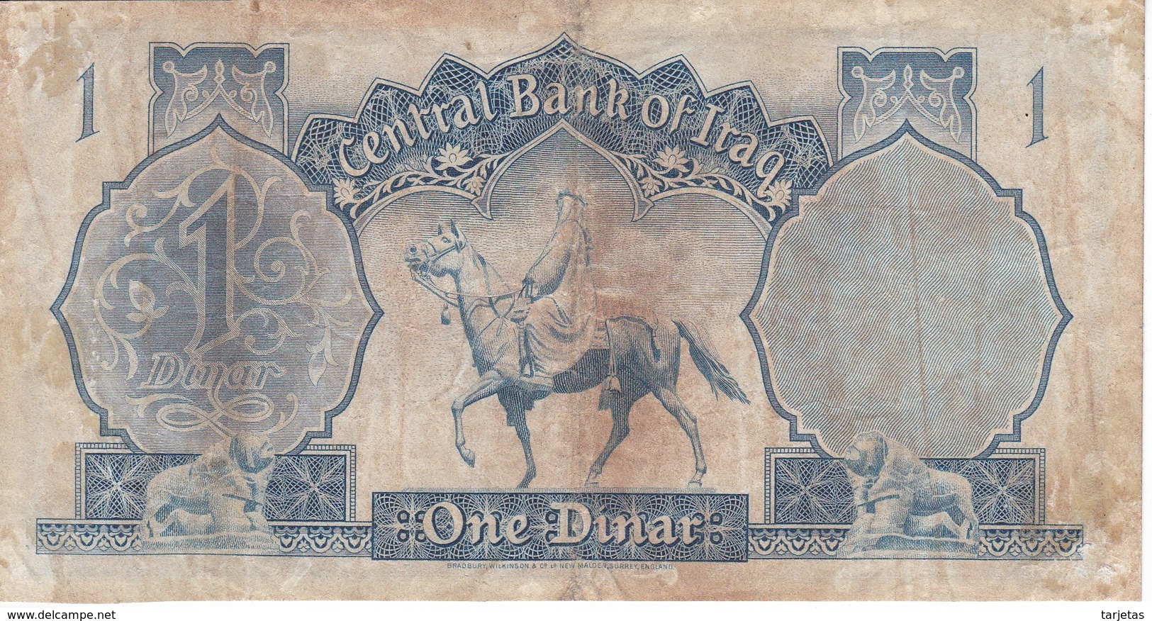 BILLETE DE IRAQ DE 1 DINAR DEL AÑO 1947 DE FAISAL II (RARO) - Iraq