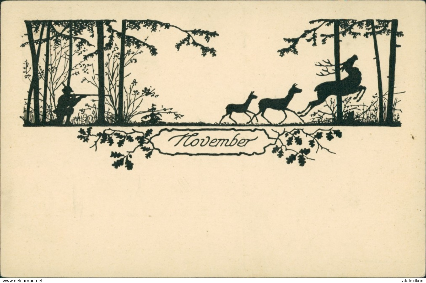  Scherenschnitt/Schattenschnitt-Ansichtskarten Künstlerkarte November 1922 - Scherenschnitt - Silhouette