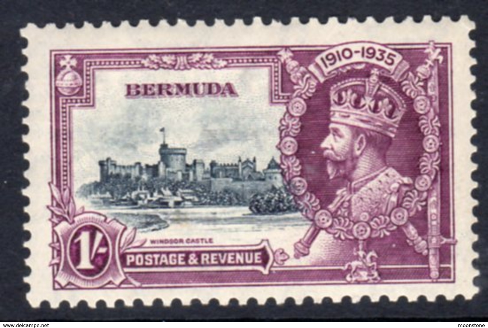 Bermuda GV 1935 Silver Jubilee 1/- Value, Hinged Mint, SG 97 (A) - Bermuda