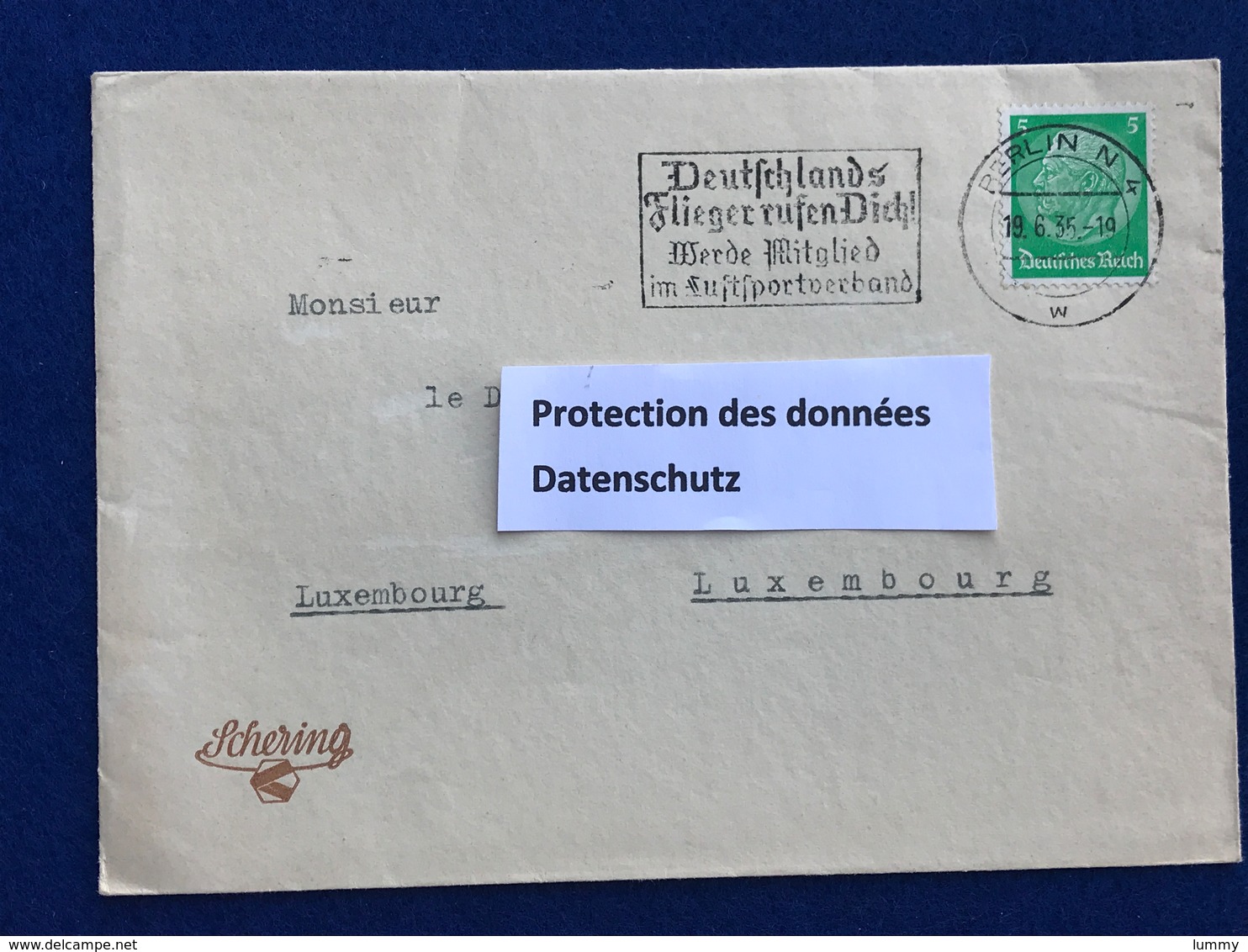 Deutschland- Drittes Reich - Schering AG Berlin - Briefumschlag - 19.06.35 - Enveloppe - Nach Luxemburg - Covers & Documents