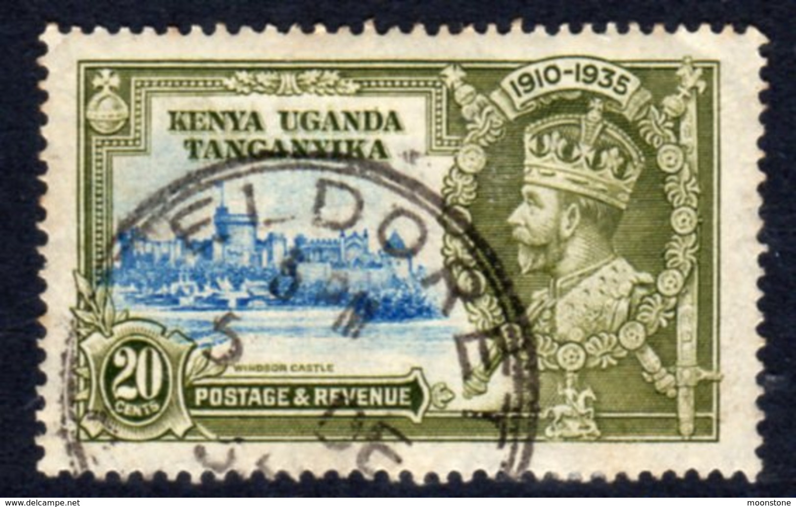 Kenya, Uganda & Tanganyika KUT GV 1935 Silver Jubilee 20c Value, Used, SG 124 (A) - Kenya, Uganda & Tanganyika