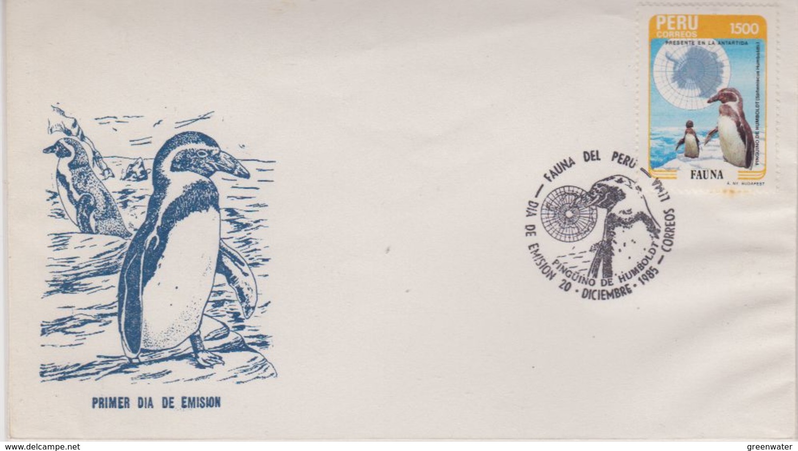 Peru 1985 Antarctica / Penguin / Fauna 1v FDC (42450) Brown On (3) Perf. - Peru