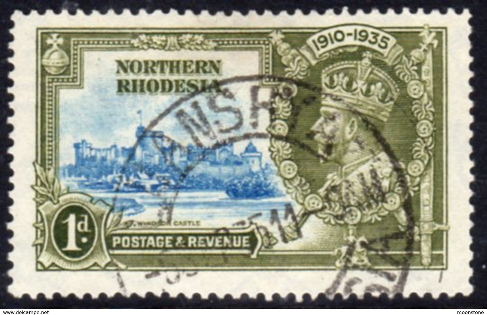 Northern Rhodesia GV 1935 Silver Jubilee 1d Value, Used, SG 18 (A) - Northern Rhodesia (...-1963)