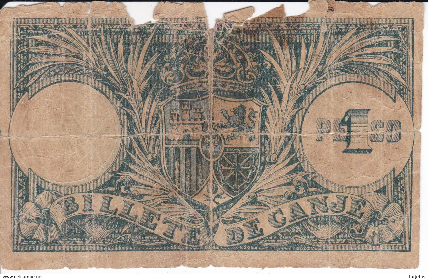 BILLETE DE PUERTO RICO DE 1 PESO DEL AÑO 1895  (BANKNOTE) MINISTERIO DE ULTRAMAR - Puerto Rico