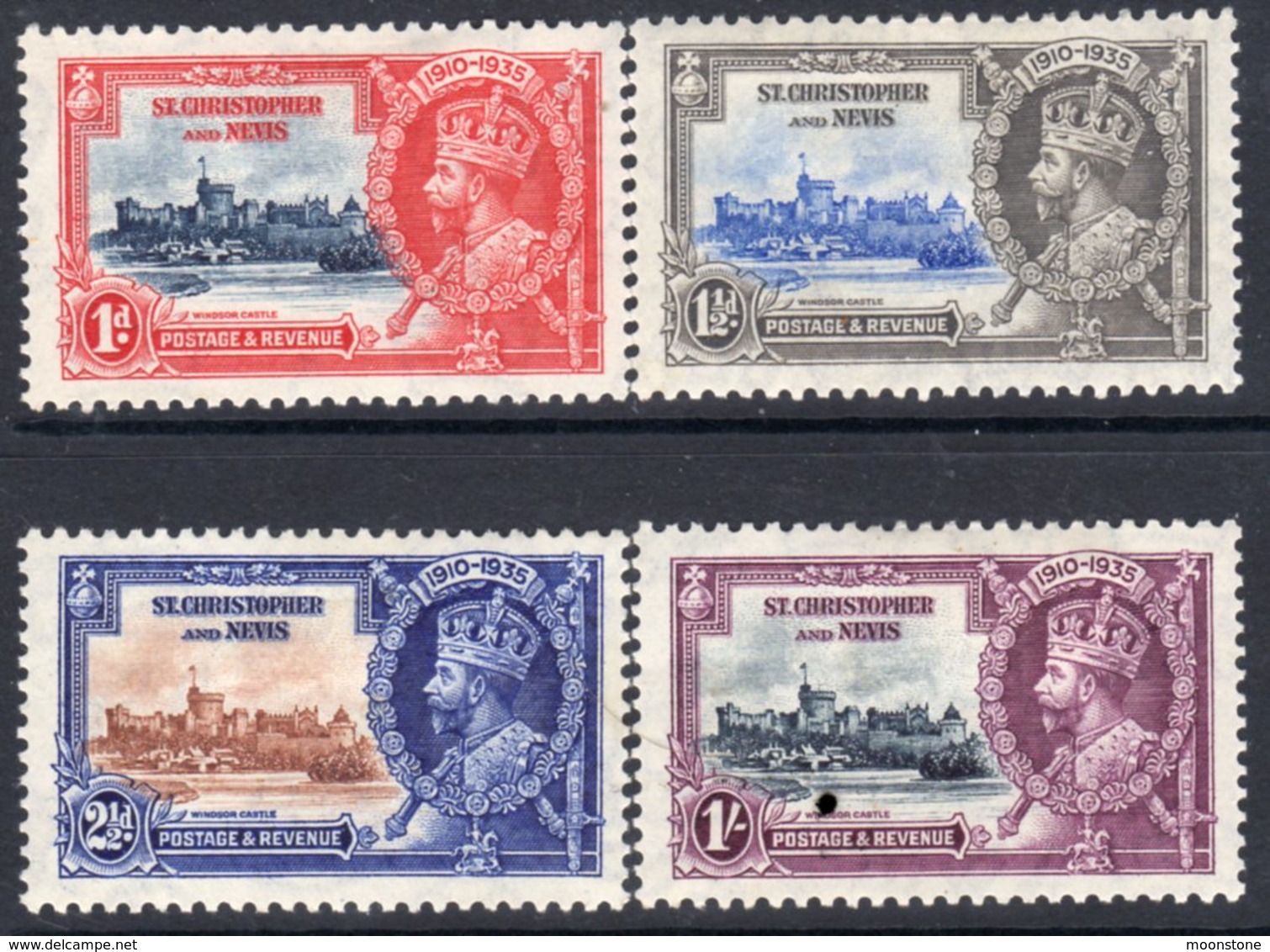 St. Kitts GV 1935 Silver Jubilee Set Of 4, Hinged Mint, SG 61/4 (A) - St.Christopher-Nevis-Anguilla (...-1980)