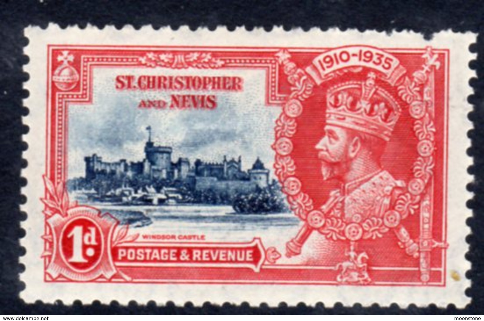 St. Kitts GV 1935 Silver Jubilee 1d Value, Hinged Mint, SG 61 (A) - St.Christopher-Nevis-Anguilla (...-1980)