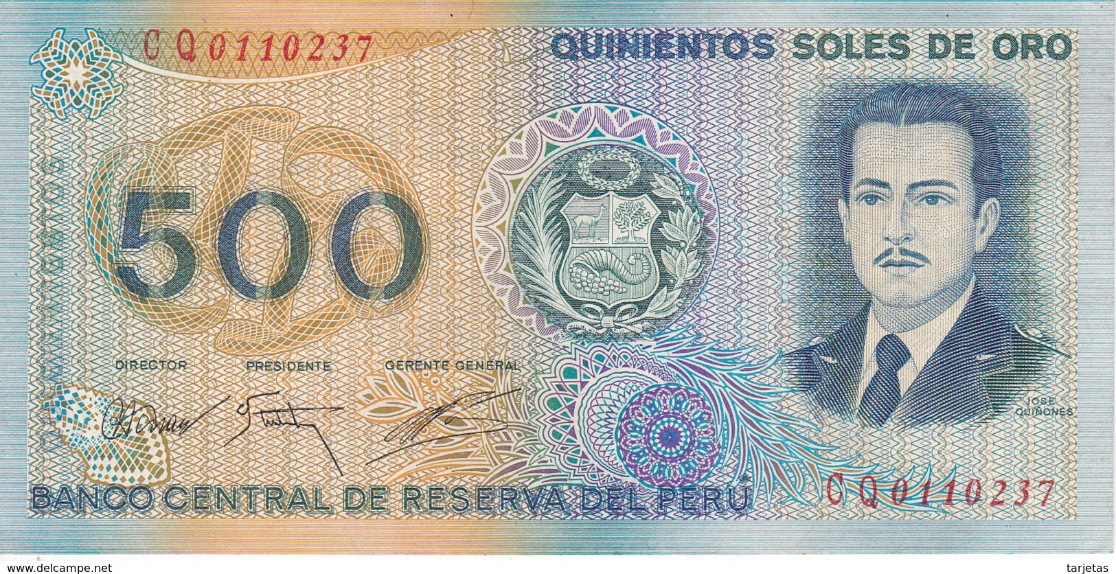 BILLETE DE PERU DE 500 SOLES DE ORO DEL AÑO 1976 EN CALIDAD EBC (XF) (BANKNOTE) - Perú