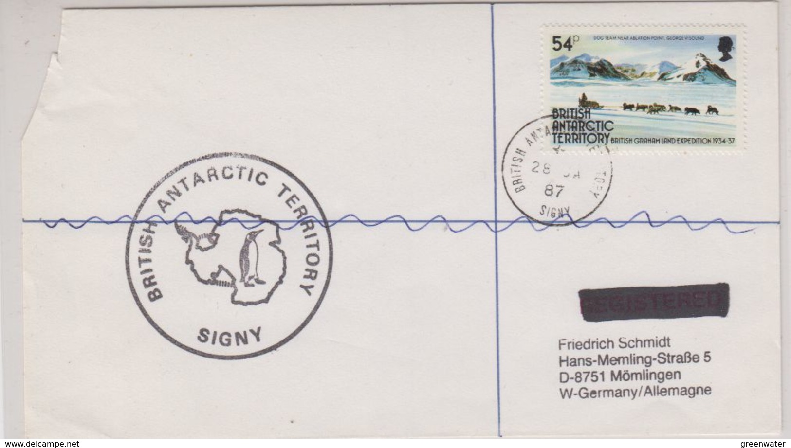 British Antarctic Territory 1987 Signy Ca 28 Ja 87 Signy (42454) Cover In Corner Damaged - Brieven En Documenten