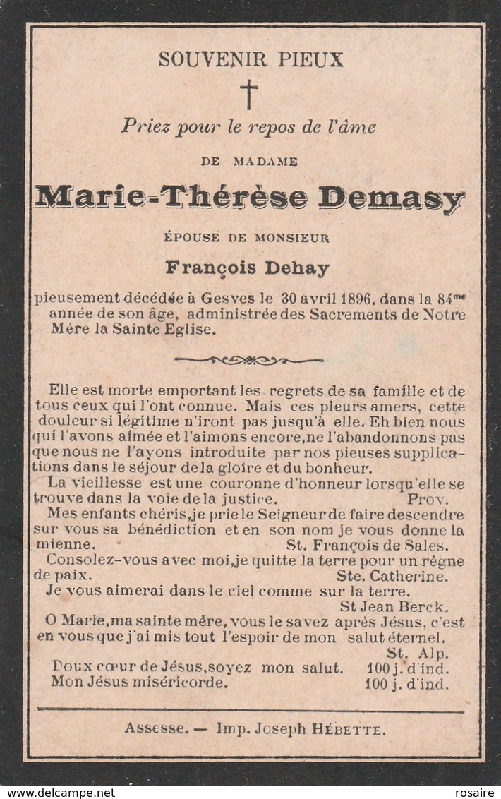 Marie Thérése Demasy-gesves-1896 - Images Religieuses