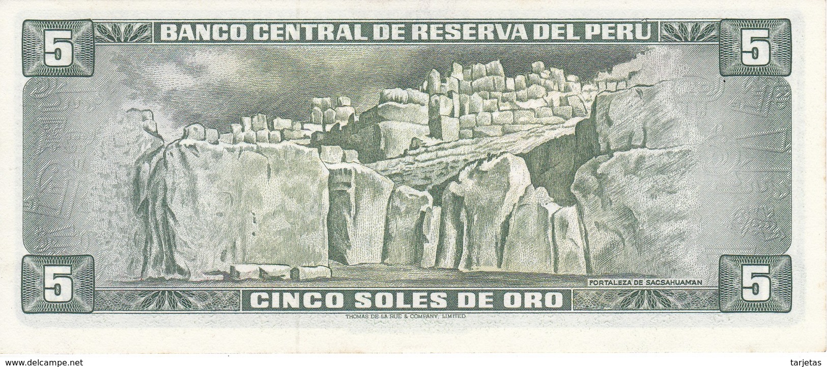 BILLETE DE PERU DE 5 SOLES DE ORO DEL AÑO 1974 EN CALIDAD EBC (XF) (BANKNOTE) - Peru