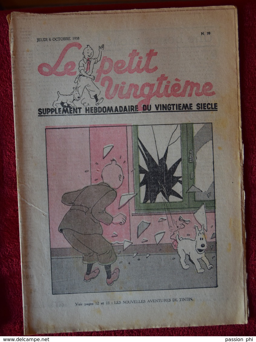 BD HERGE "Le Petit Vingtième" TINTIN QUICK ET FLUPKE JO ET ZETTE ..06.10.1938 N°39 ETAT CORRECT - Hergé