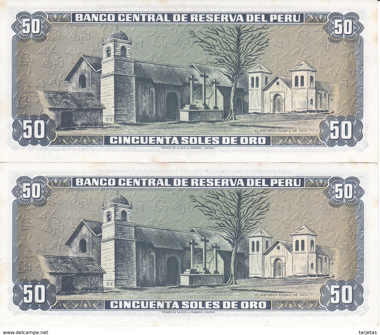 PAREJA CORRELATIVA DE PERU DE 50 SOLES DE ORO DEL AÑO 1977 SIN CIRCULAR-UNCIRCULATED (BANKNOTE) - Perú